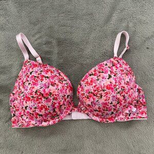Victoria's Secret Pink Floral Padded Push Up Bra 36C Underwire